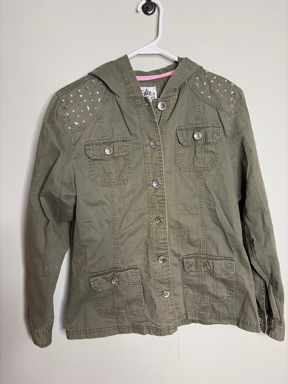Justice Girls Green Canvas Embellished Jacket 18